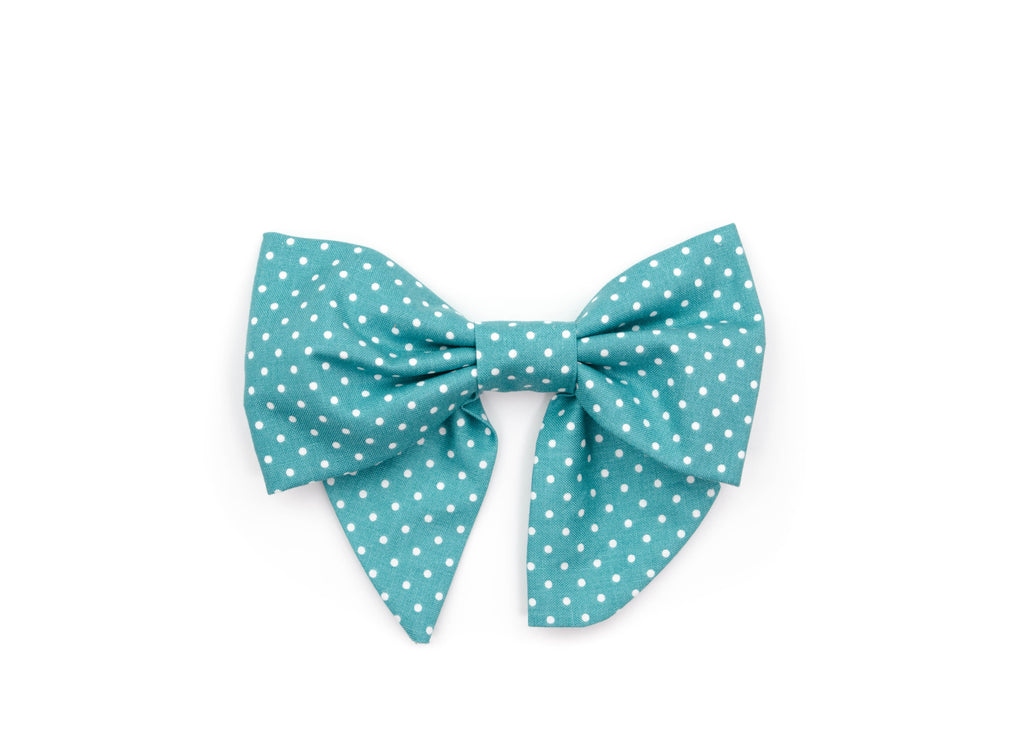 Teal Polka Dot Lady Bow