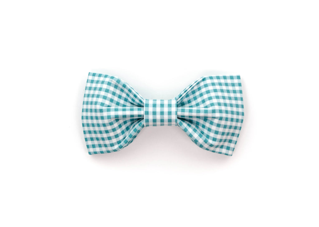 Teal Mini Gingham Bowtie