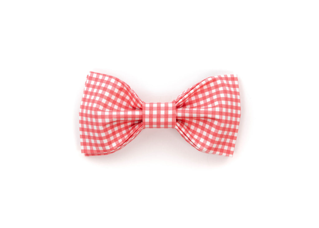 Coral Mini Gingham Bowtie