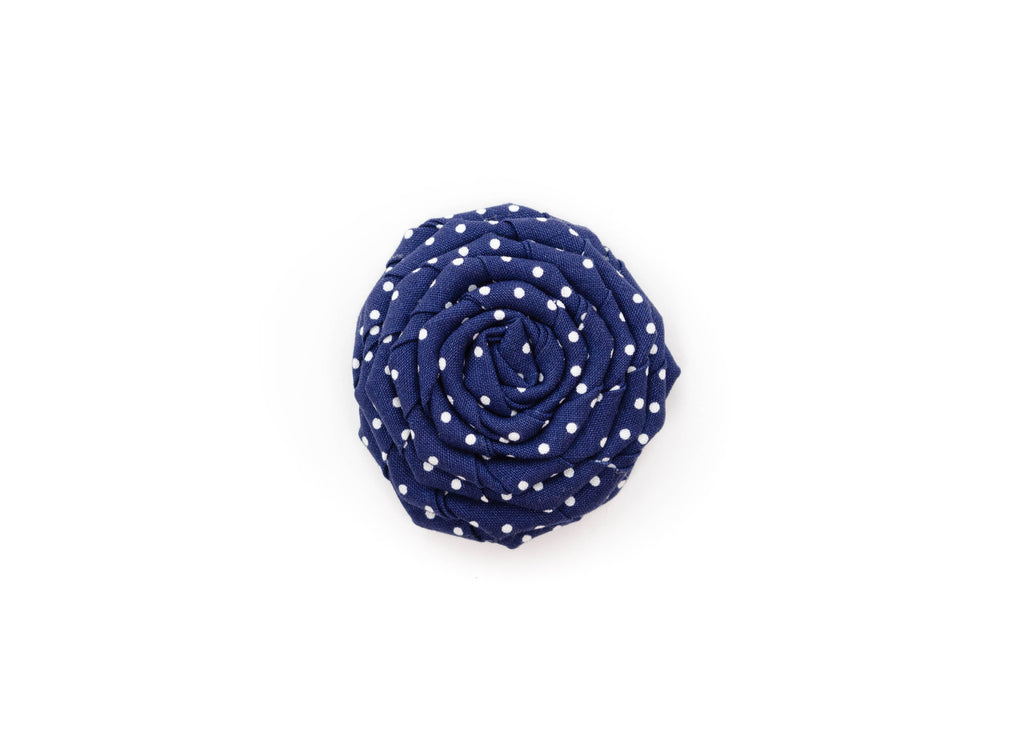 Navy Polka Dot Flower