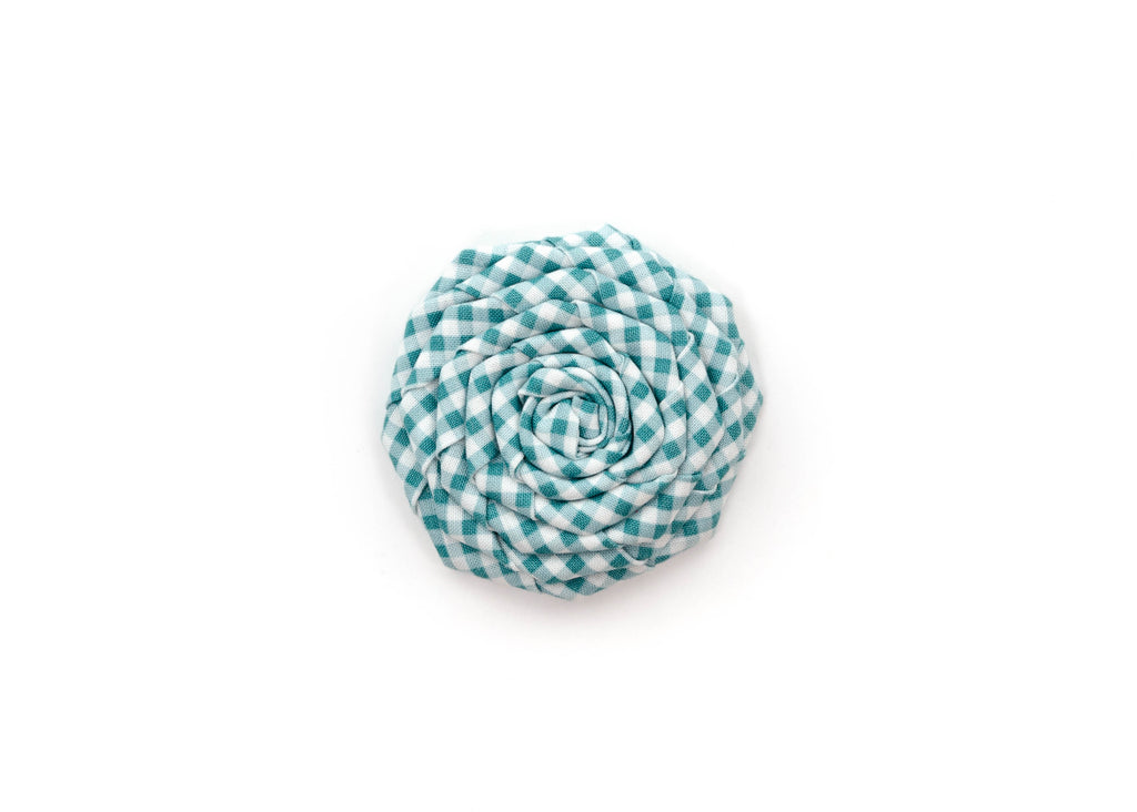 Teal Mini Gingham Flower