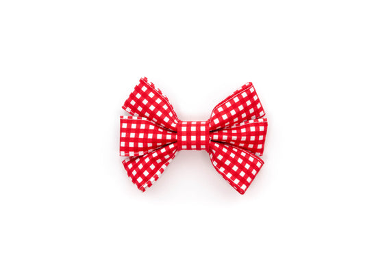 Red Mini Gingham Girly Bow