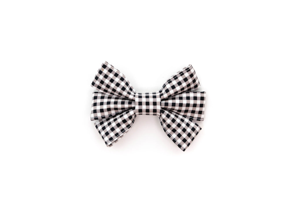 Black Mini Gingham Girly Bow