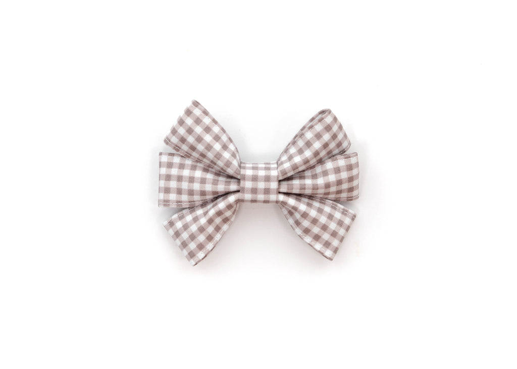 Grey Mini Gingham Girly Bow