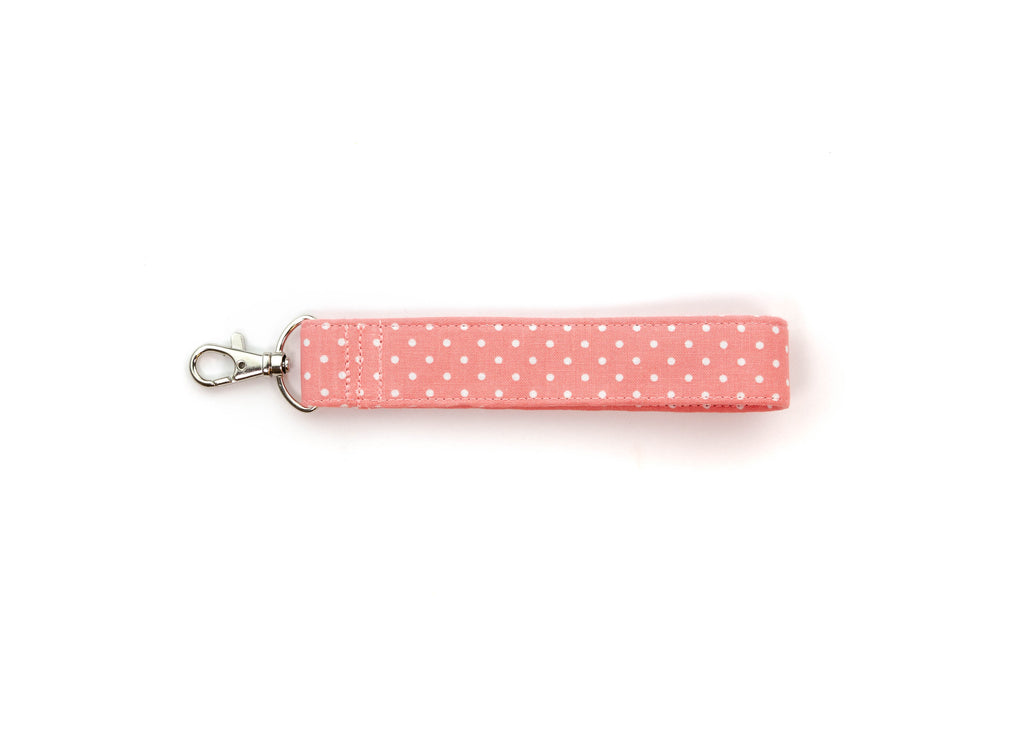 Coral Polka Dot Key Fob