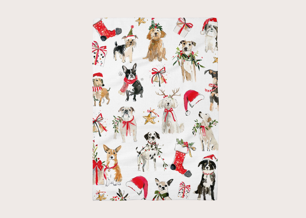 Festive Pup Christmas Kitchen Towel