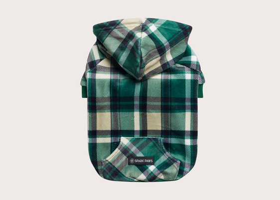 Green Plaid Dog Hoodie