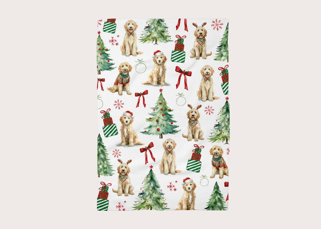 Doodle Dog Christmas Kitchen Towel