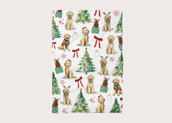 Doodle Dog Christmas Kitchen Towel