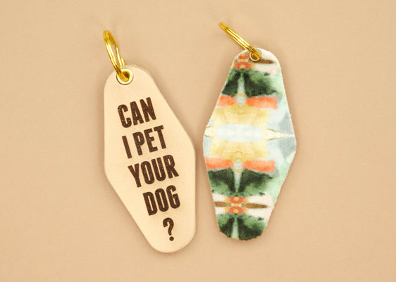 Leather & Velvet Keychain - Can I Pet Your Dog?