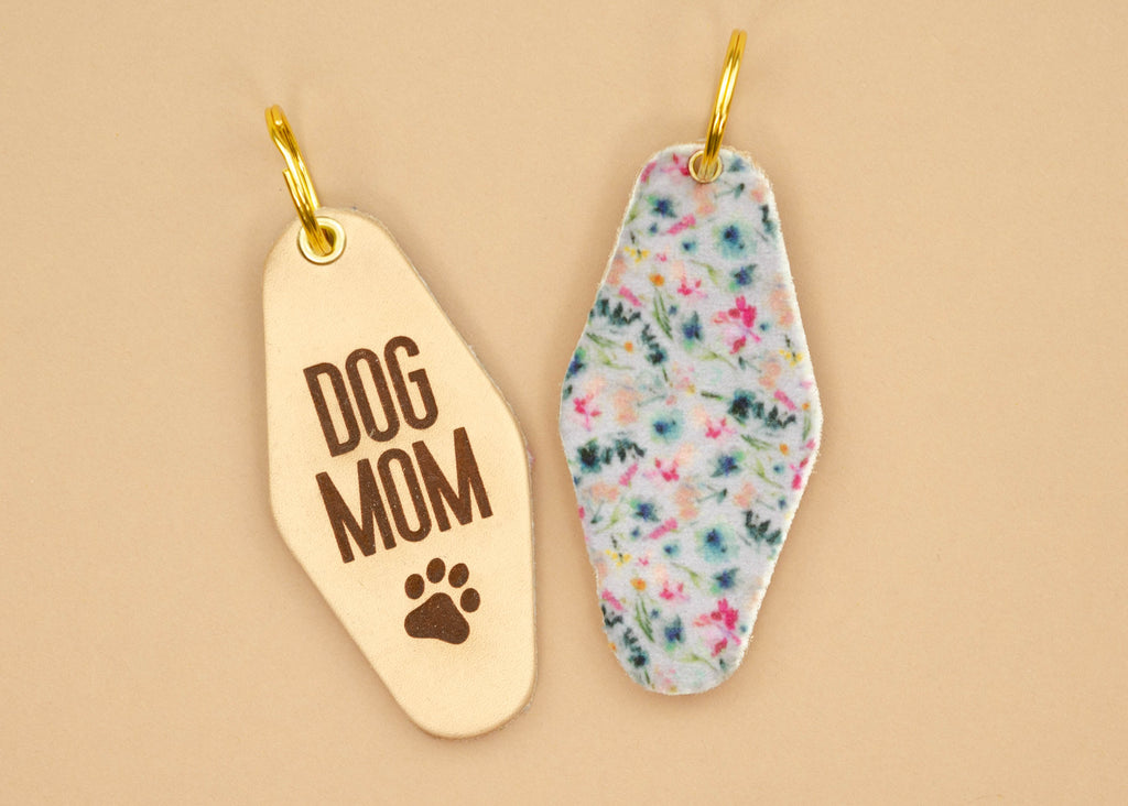 Leather & Velvet Keychain - Dog Mom