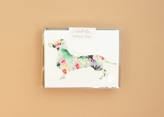 Floral Dachshund Note Cards