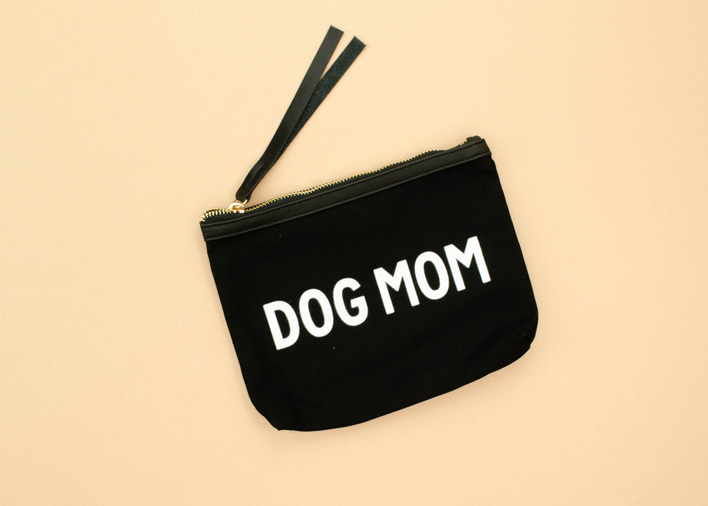 Blk Canvas Pouch - Dog Mom
