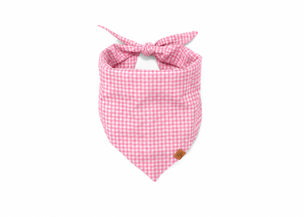 The Baby Pink Mini Gingham Bandana