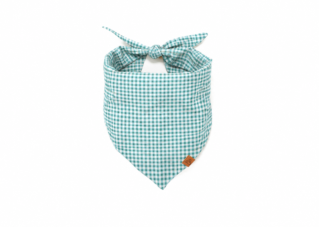 The Teal Mini Gingham Bandana