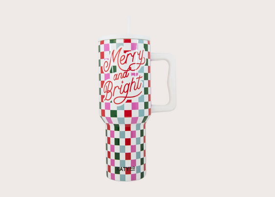 Merry & Bright Checkered Tumbler Cup