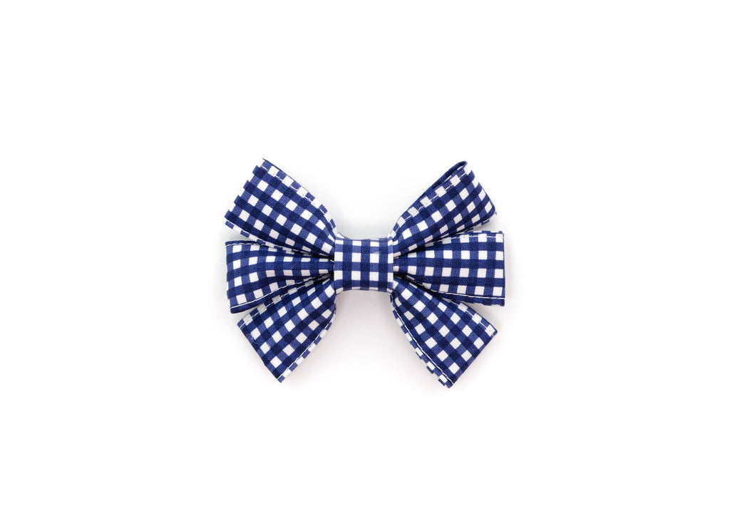 Navy Mini Gingham Girly Bow