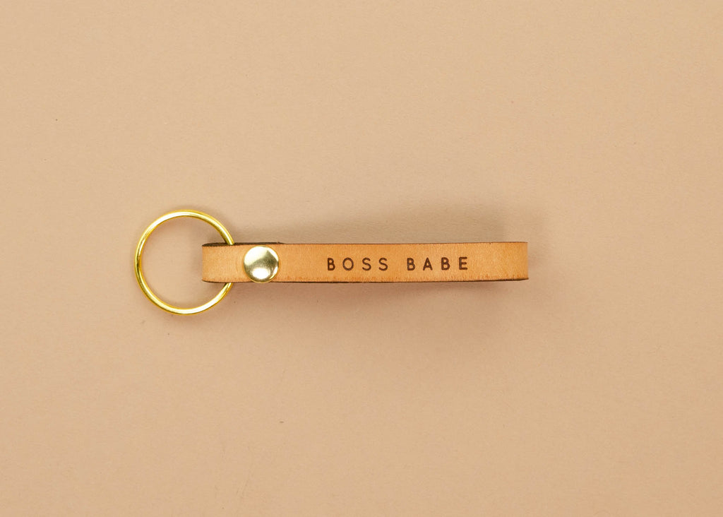 Leather Loop Keychain - Boss Babe – PuddleJumperPups