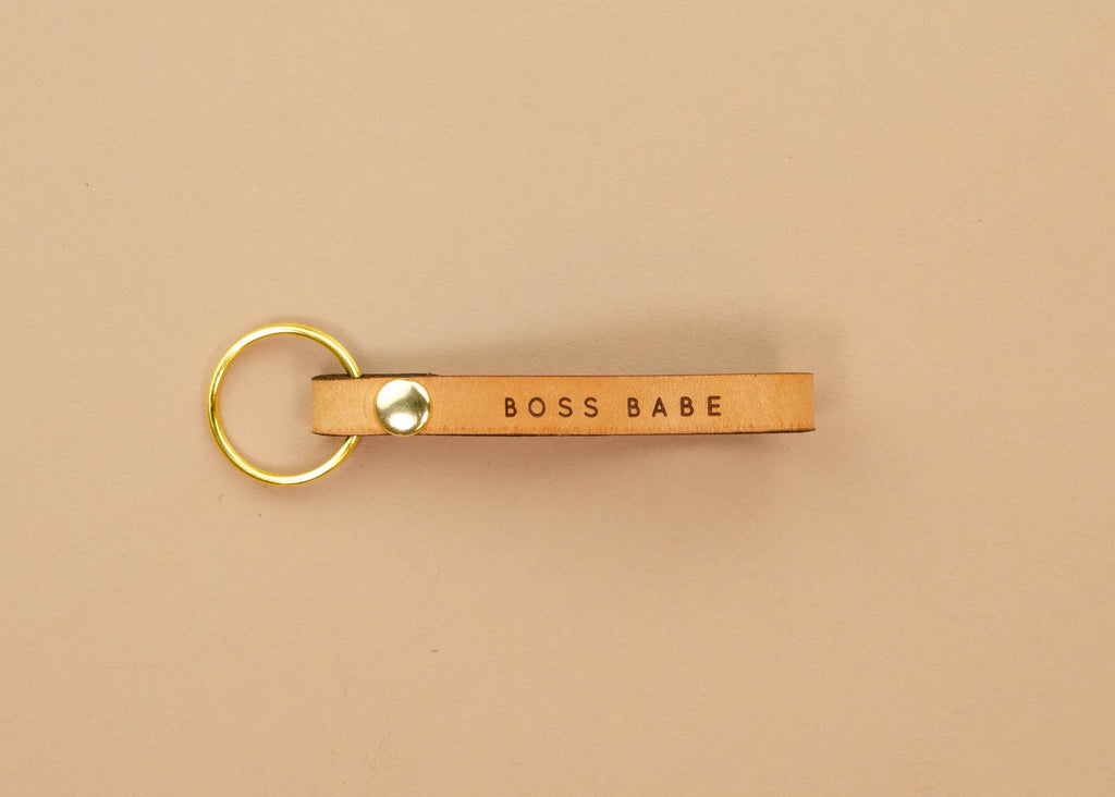 Leather Loop Keychain - Boss Babe
