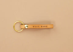 Leather Loop Keychain - Boss Babe