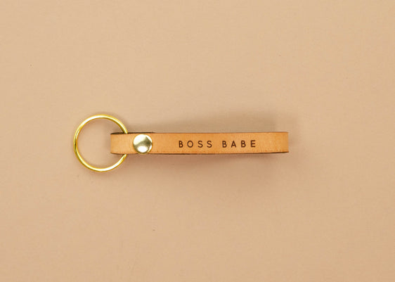 Leather Loop Keychain - Boss Babe