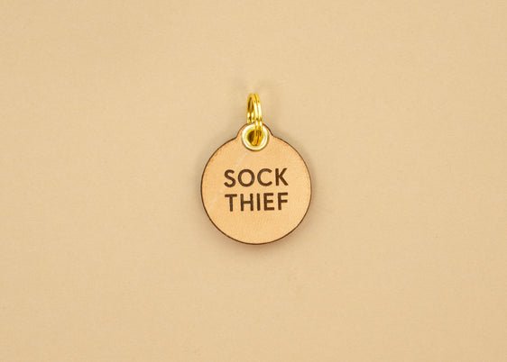 Leather Dog Tag - Sock Thief